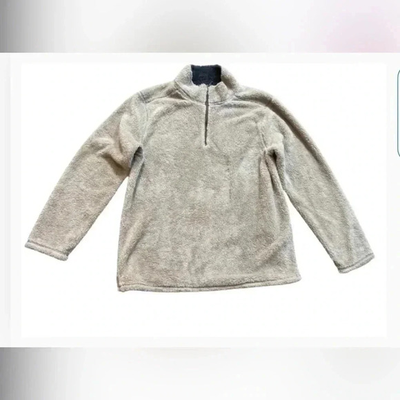 TRINITY CREAM SHERPA LONG SLEEVE PULLOVER  SWEATER WITH FRONT   ZIPPER - Picture 6 of 15